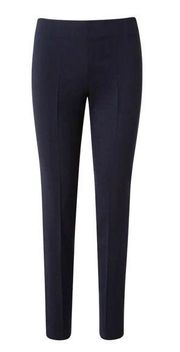 AKRIS Melissa Navy Wool Double-Face Pleat Front Trouser Pants Slim Leg Size 8