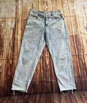 Women High Rise Cropped Vintage Stretch Acid Wash Mom Jeans Size 13