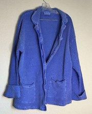 Vtg Fresh Produce jacket womens XL periwinkle blue waffle knit cotton button