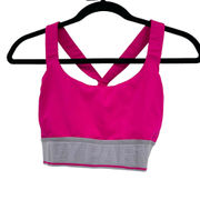Ivy Park Logo Elastic Mesh Inset Sports Bra Hot Pink Gray Logo Size Small