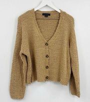 Social Standard Boho Brown Cropped Cardigan Size Large Granolacore