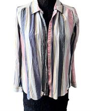 Sz XS Roxy Multi-Colored Striped Button Down Blouse flannel