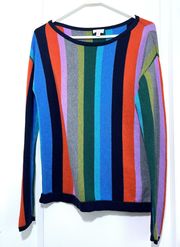 ETC Cashmere Sweater Womens XS Striped Long sleeve Colorful Soft Pullover Top