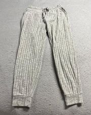 Grey Ribbed Knit Sweater Sweatpants Size Small with Pockets EUC