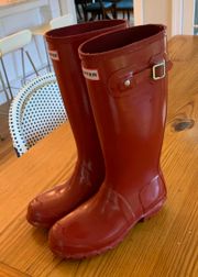 Hunter Matte Red Tall Rain Boots