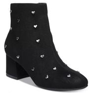 Jadine Ankle Booties Black Suede with Hearts Size 11