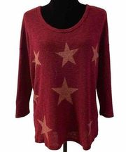 Charming Charlie Maroon Sweater with Stars