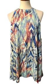 Ellui boho art to wear multi color baby doll sleeveless dress Size L