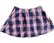 NWT Cabana by Crown & Ivy Pink/Blue Preppy Plaid A-Line Skirt Women’s SZ 6