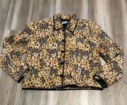 Maggy L., Vintage Safari Animal Print Lightweight silk, quilted Jacket, Size 8, pit to pit is 20, length is 20