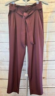 TOMMY HILFIGER Women Burgundy Belted Cropped Pants Size XL MSRP $69