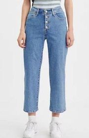 Levi’s  Mile High Wide Leg Cropped Jeans Button Fly Medium Wash Size 26