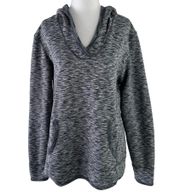 Space Dye Fleece V-Neck Hoodie Sweatshirt Grey