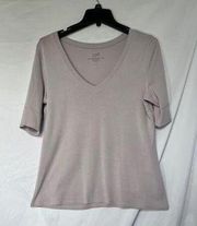 J. Jill Light Purple Pima cotton elbow sleeve V-Neck T-Shirt - Size M