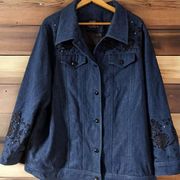 dennis by dennis Basso  Beaded Denim Jacket Sz Large