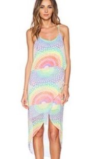 Mara Hoffman  Electrolight Rainbow spaghetti strap wrap midi dress size Small