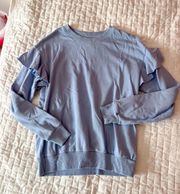 Aerie Baby Blue Ruffle Sleeve Sweatshirt Size Small