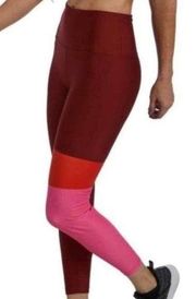 Nanette Lepore Womens Colorblock red pink high-waist Leggings size L