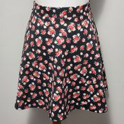 Olsenboye black red floral scuba skater skirt size xl