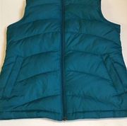 LANDS END TEAL DOWN PUFFER ZIP UP VEST—80% DOWN 20% FEATHERS XSMALL  LIK…