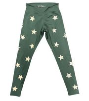 Jessica Simpson warm up Leggings, forest green, star pattern, small