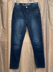 Vanilla Star dark washed/whiskered indigo skinny jeans, size 9 NWT