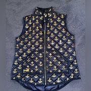 Simply Southern Anchors Vest, size XL. Navy blue and gold. Quilted style.