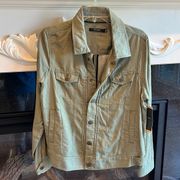 Tahari  Denim Look Jacket Snaps Olive Green New Medium Lightweight