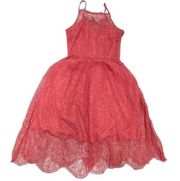 Cupcakes and Cashmere Dress Women 2 Pink Scallop Strady Lace Overlay Halter Midi