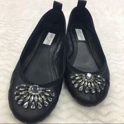 Leather Flat with Crystals Size 39