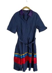 The Limited x Sophie Theallet Shirtdress Fit Flare Satin Stripe Belted Dress 12