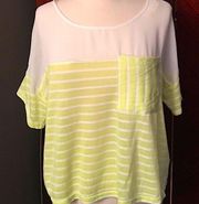 CHLOE K - Cream and lime striped top