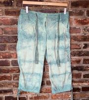 New York & Company Green Tie Dye Capris Cropped Pants Women's Size 8