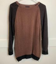 Velvet By Graham & Spencer Brown Cashmere Sweater With Zipper Side