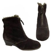 Sporto Capri Faux Fur Snow Boots Suede Wedge Brown Size 7.5M