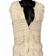 bcbg max azria Winter Vest Wool blend  Small Cream Front Zip Front Pockets