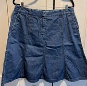L.L. Bean Denim Midi Flare Skirt Size 14