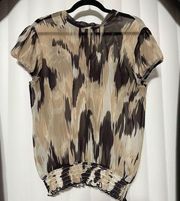 New York & Company sheer tan/brown/black blouse