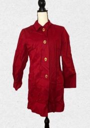 Vintage Womens Red Trench Coat Size Small