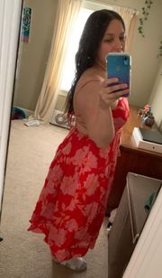 Pink And Red Floral Summer Dress