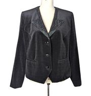 Vintage 1980s Accent Velvet Beaded Blazer Black