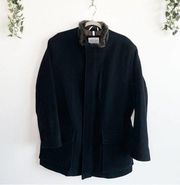 COLE HAAN Black Wool Coat Size Large