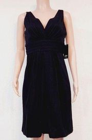 Jôn Jones Of NY NWT Black Wool Empire Plunge Faux Wrap Style Lbd Cocktail