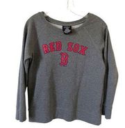 Boston Red Sox Baseball MLB Scoop Sweatshirt Gray Red Size Small