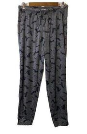 New Rae Dunn Halloween Womens Bat Pajama Pants Black Sz‎ L