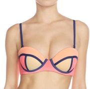 Maaji NEW NWT  Flamingo Timbers Underwire Bikini Top Cupped Pink Orange XL