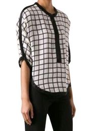 Isabel Marant Etoile White Check Silk Blouse Sz. 40 (US L/8)