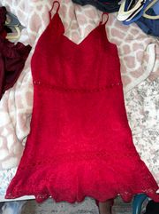 Boutique Red Lace Mini Dress