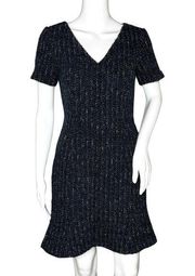 Club Monaco Dress Womens 0 Black White Tweed Neutral Minimalist Career Business