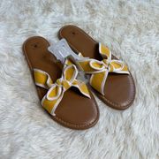 Shade & Shore Yellow Bow Sandals Size 11 NEW